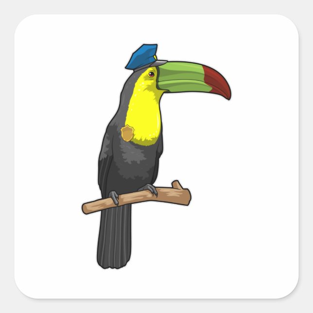 Toucan as Police officer Police Square Sticker (Front)