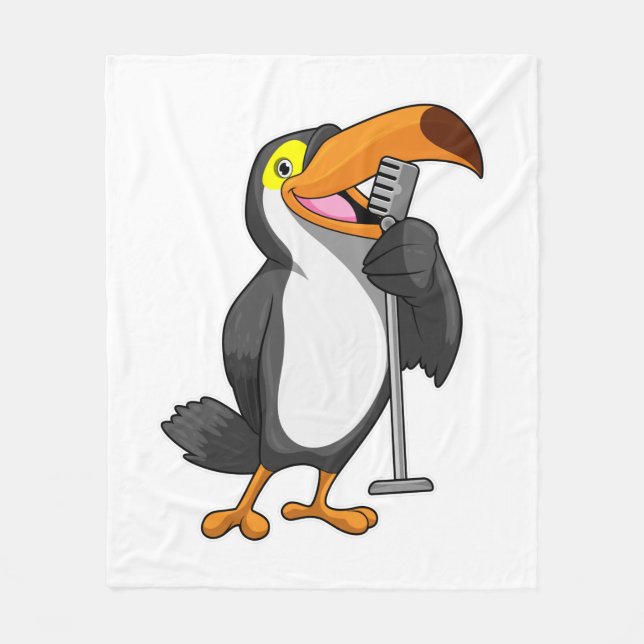 Toucan at Music with Microphone Fleece Blanket (Front)