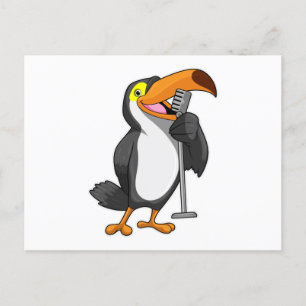 Toucan at Music with Microphone Postcard