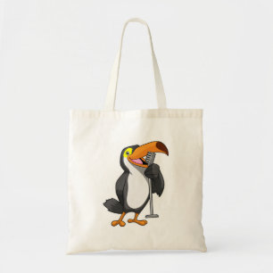 Toucan at Music with Microphone Tote Bag