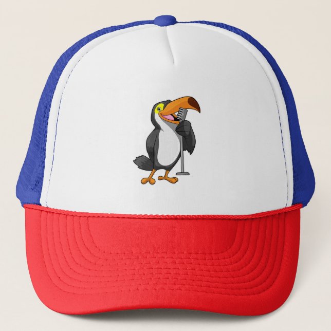 Toucan at Music with Microphone Trucker Hat (Front)