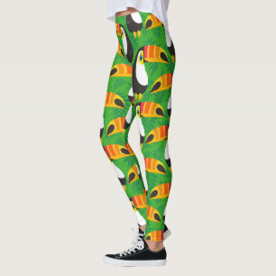 Toucan Bird Beak Green Leaves Tropical  Animals Leggings