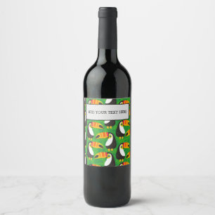 Toucan Bird Beak Green Leaves Tropical Animals Wine Label