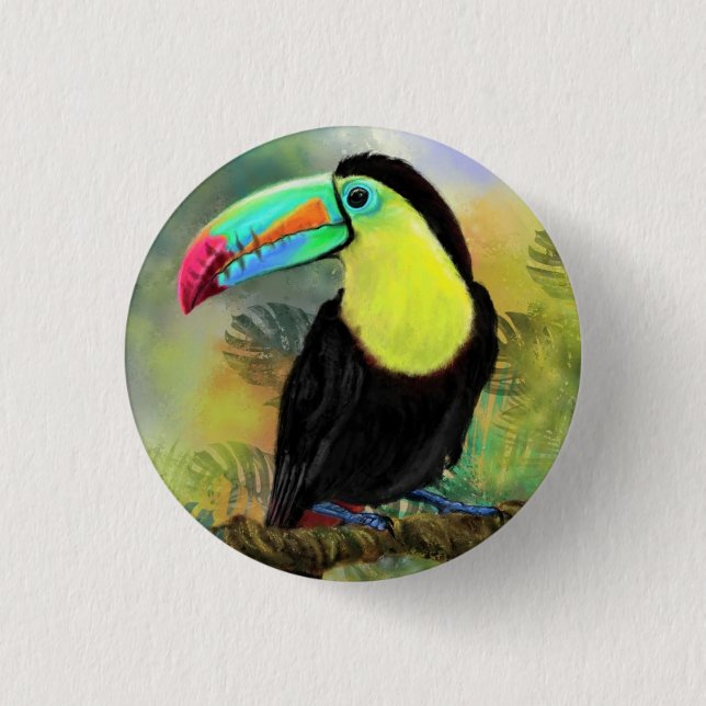 Toucan Bird Button Exotic Tropical Toco (Front)