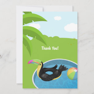 Toucan Bird Floatie Pool Birthday Thank You Card