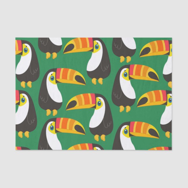 Toucan Bird Orange Beak Natural Green Animal Tissue Paper (Front)