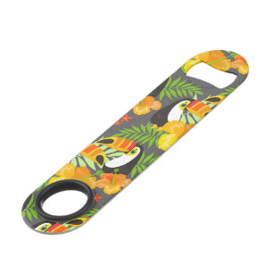 Toucan Bird Orange Tropical Flowers Green Leaves