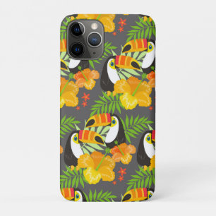 Toucan Bird Orange Tropical Flowers Green Leaves iPhone 11 Pro Case