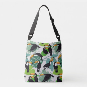 Toucan Bird: Palm Leaves Pattern Crossbody Bag