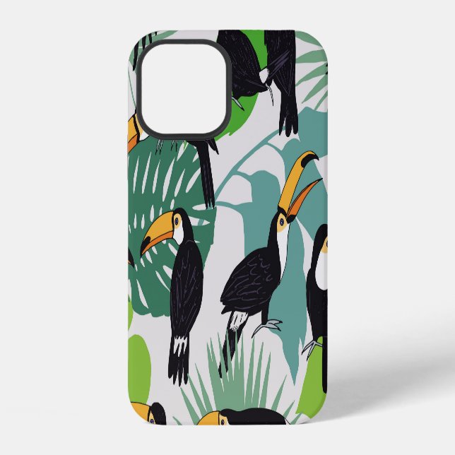 Toucan Bird: Palm Leaves Pattern iPhone Case (Back)