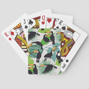 Toucan Bird: Palm Leaves Pattern Playing Cards