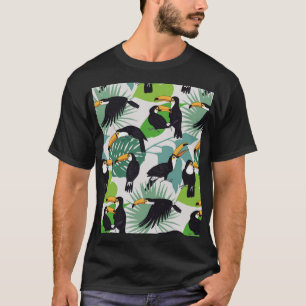 Toucan Bird: Palm Leaves Pattern T-Shirt