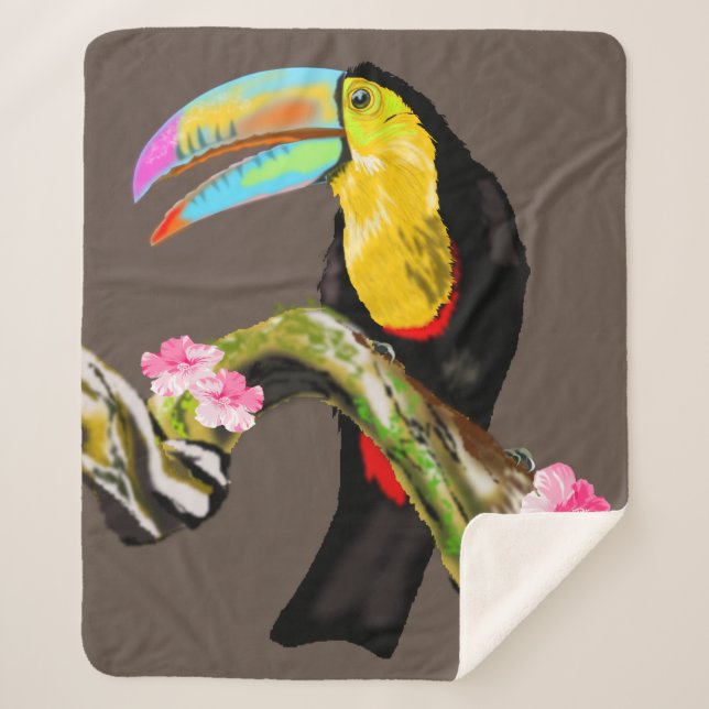 Toucan Bird Sherpa Blanket Toco Custom Colours (Front)