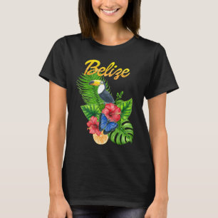 Toucan Bird Tropical Flowers Belise Travel Souveni T-Shirt
