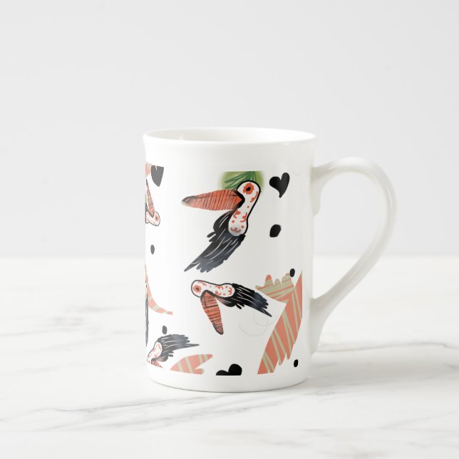 Toucan Birds Summer Tropical Greenery Art Bone China Mug (Right)