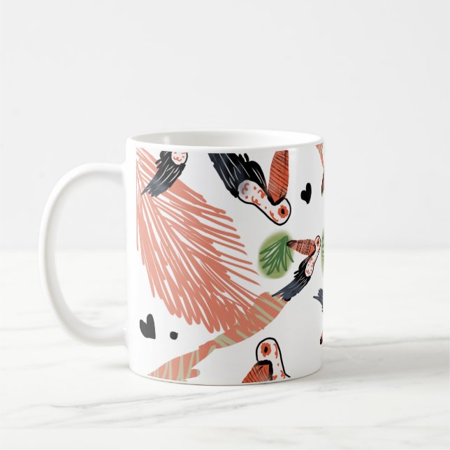 Toucan Birds Summer Tropical Greenery Art Coffee Mug (Left)