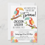 Toucan Birthday Invitation Brothers Boy Twocan<br><div class="desc">♥️ This adorable Toucan invitation is great for a brother's birthday party themed with boy toucans and tropical leaves. A matching design is included for the backside. ♥️ Make this design personally yours by easily adding your party details. Just click the "Personalise" button to begin editing. ♥️ Check out the...</div>