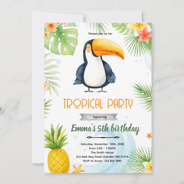 Toucan Birthday Party Invitation (Front)