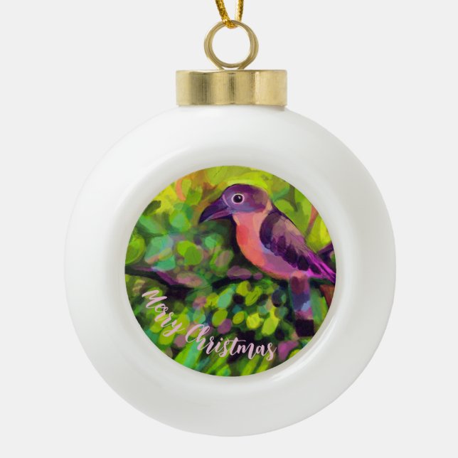 Toucan  ceramic ball christmas ornament (Front)