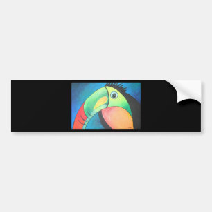 Toucan Childlike Cartoon Painting Bumper Sticker