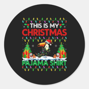 Toucan Christmas Santa Hat Pajama Shirt - Toucan L Classic Round Sticker