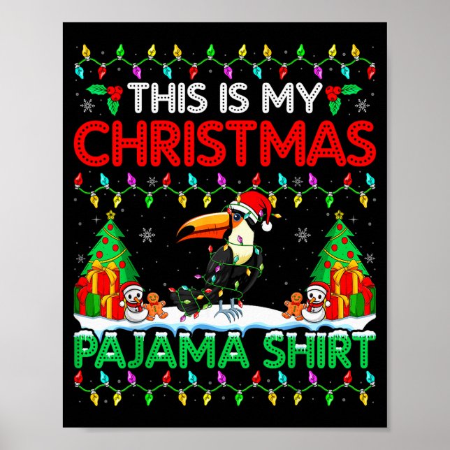 Toucan Christmas Santa Hat Pajama Shirt - Toucan L Poster (Front)