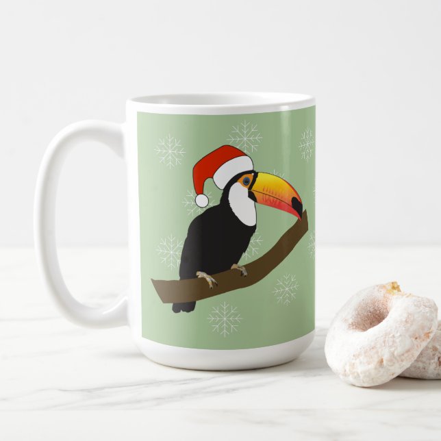 Toucan Christmas Snowflakes Coffee Mug (With Donut)
