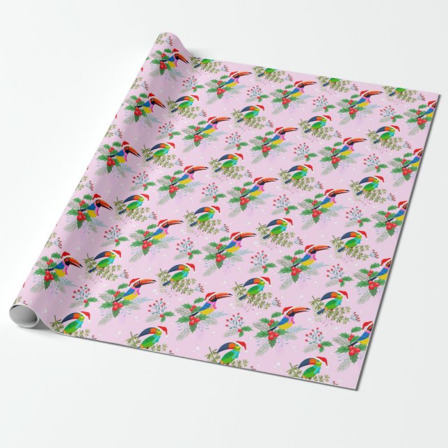 Toucan Christmas Wrapping Paper (Unrolled)
