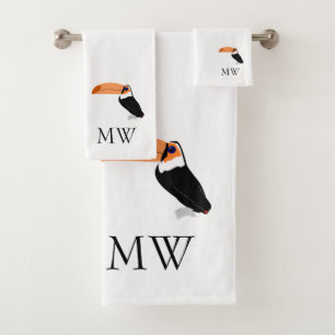 Toucan Design Monogrammed Bath Towel Set