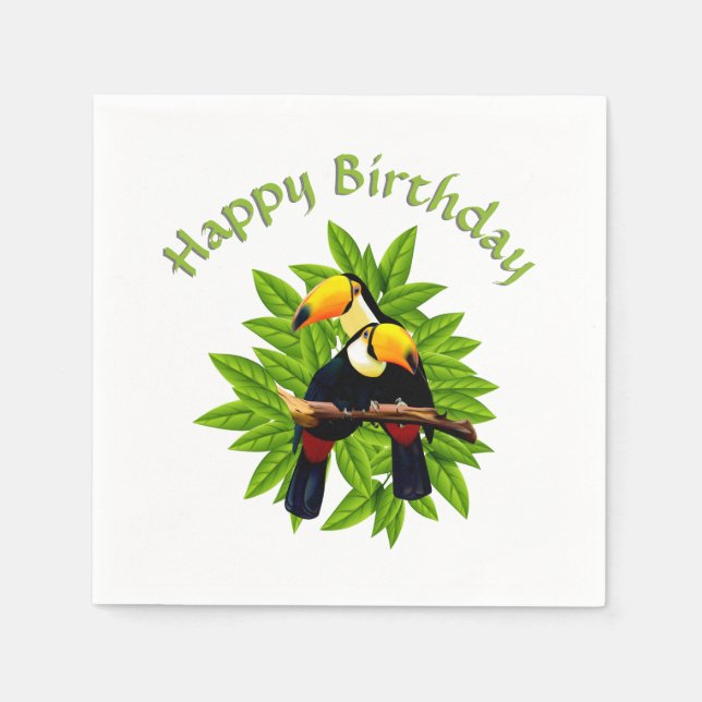 Toucan Duo Birthday Napkin (Front)