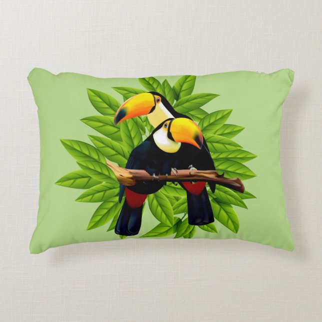 Toucan Duo Green Decorative Cushion (Front)