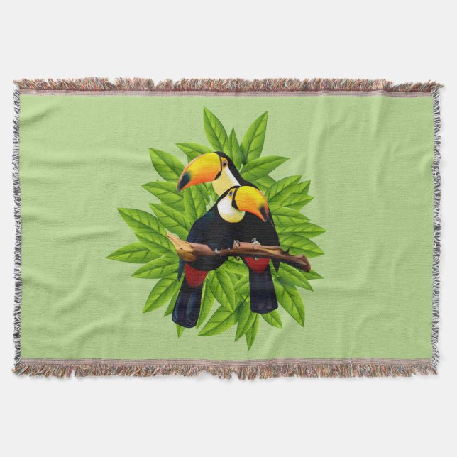 Toucan Duo Green Throw Blanket (Front)