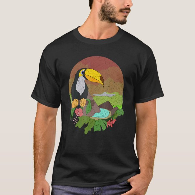 Toucan  Exotic Bird Zoo Animal Wildlife Retro Touc T-Shirt (Front)