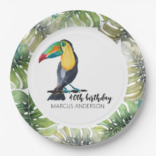 Toucan Exotic Watercolor Illustration Paper Plate