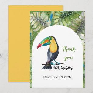 Toucan Exotic Watercolor Illustration Thank You Card