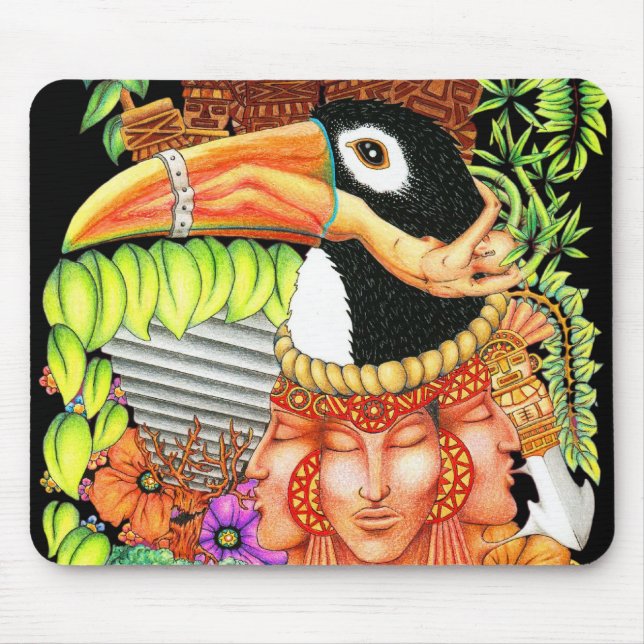 Toucan Fantasy Art Design Mouse Pad (Front)