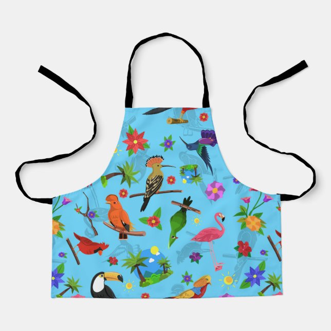 Toucan Flamingo And Arara Seamless Birds Pattern Apron (Front)
