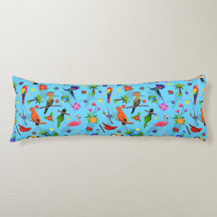 Toucan Flamingo And Arara Seamless Birds Pattern Body Cushion