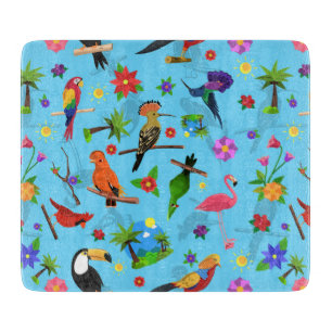 Toucan Flamingo And Arara Seamless Birds Pattern Cutting Board