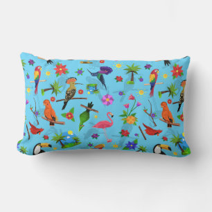 Toucan Flamingo And Arara Seamless Birds Pattern Lumbar Cushion