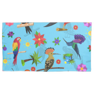 Toucan Flamingo And Arara Seamless Birds Pattern Pillowcase
