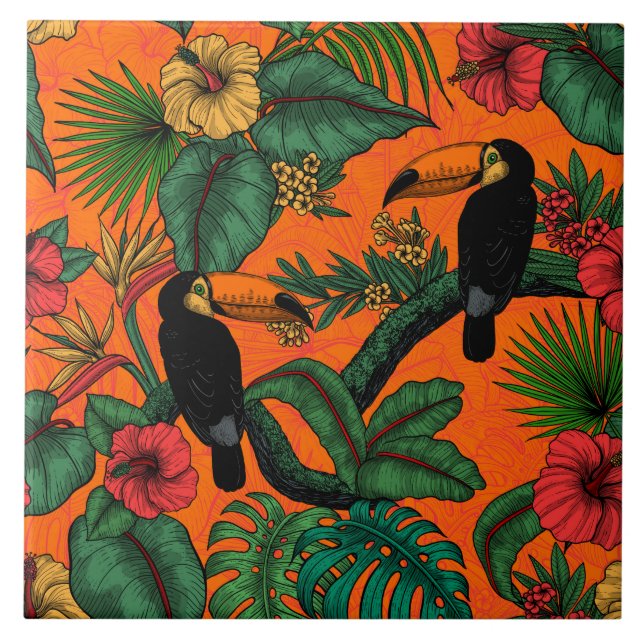 Toucan garden ceramic tile (Front)