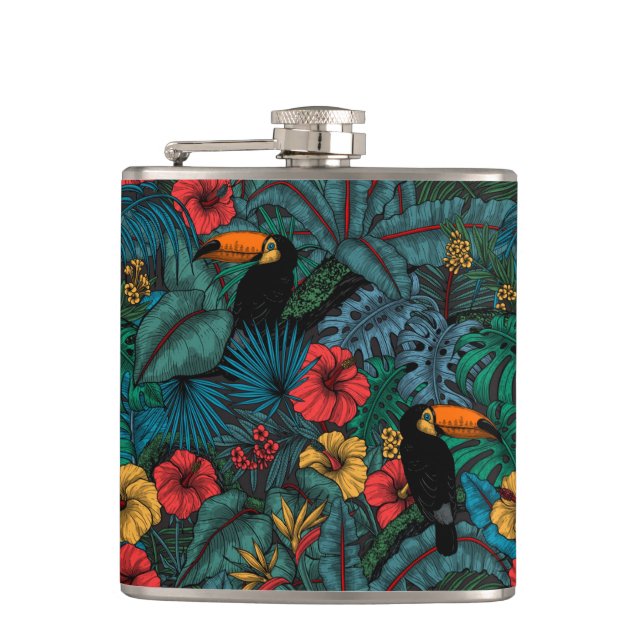 Toucan garden hip flask (Front)