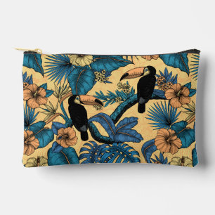 Toucan garden in yellow and blue accessory pouch