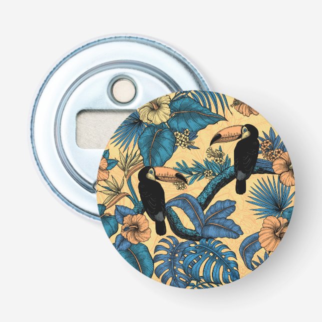 Toucan garden in yellow and blue bottle opener (Front)
