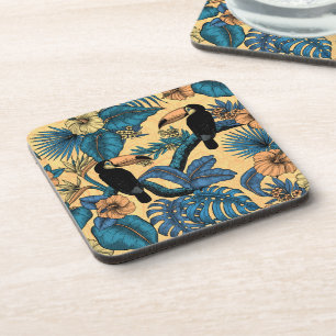 Toucan garden in yellow and blue coaster