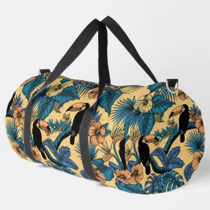 Toucan garden in yellow and blue duffle bag