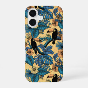 Toucan garden in yellow and blue iPhone 16 case
