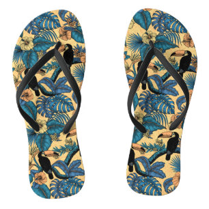 Toucan garden in yellow and blue thongs