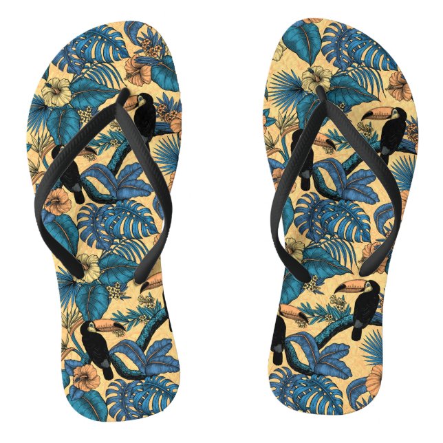 Toucan garden in yellow and blue thongs (Footbed)